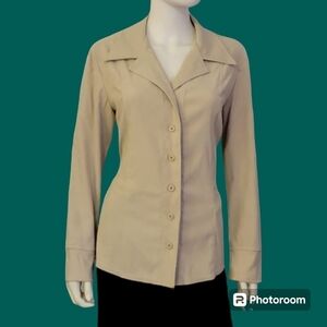 Vtg GIORGIO FIORLINI Collection Cream Faux Suede Long Sleeve Shacket